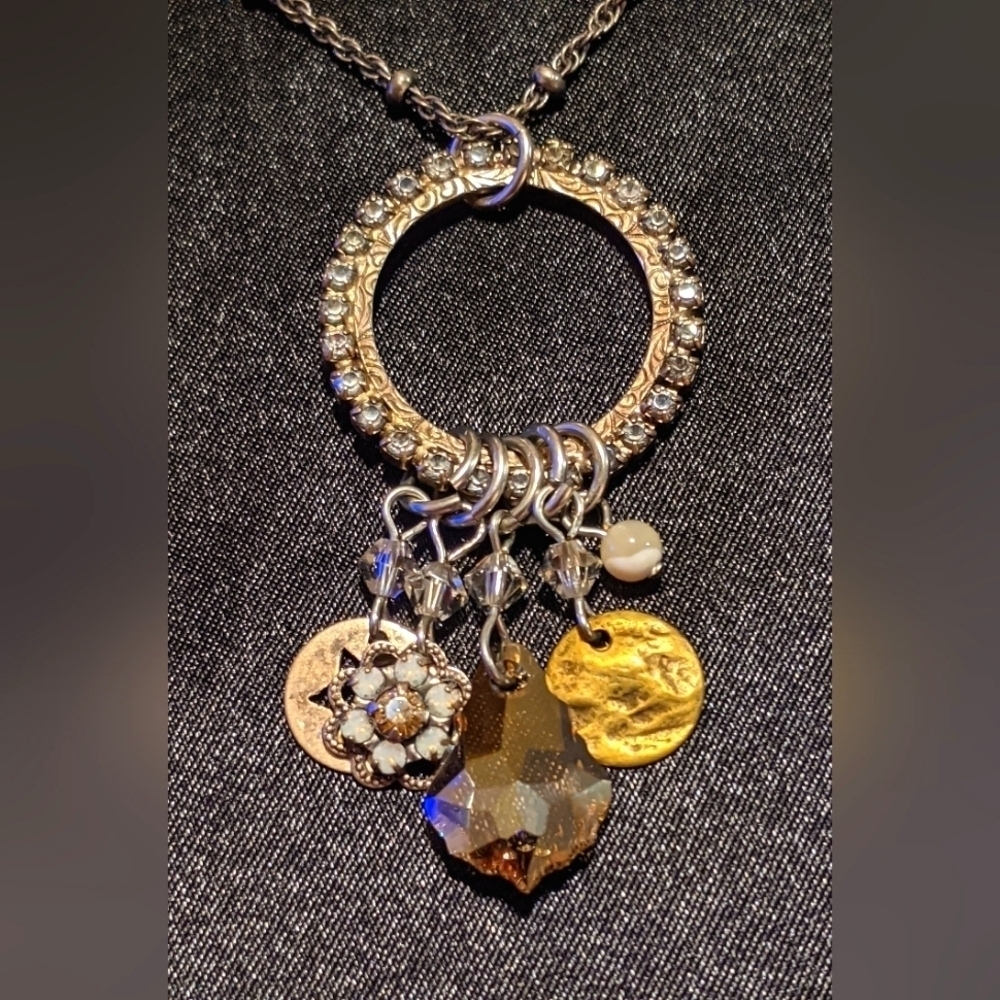 Liz Palacios Women's Dangling Charms Crystal Pendant Necklace Adjustable